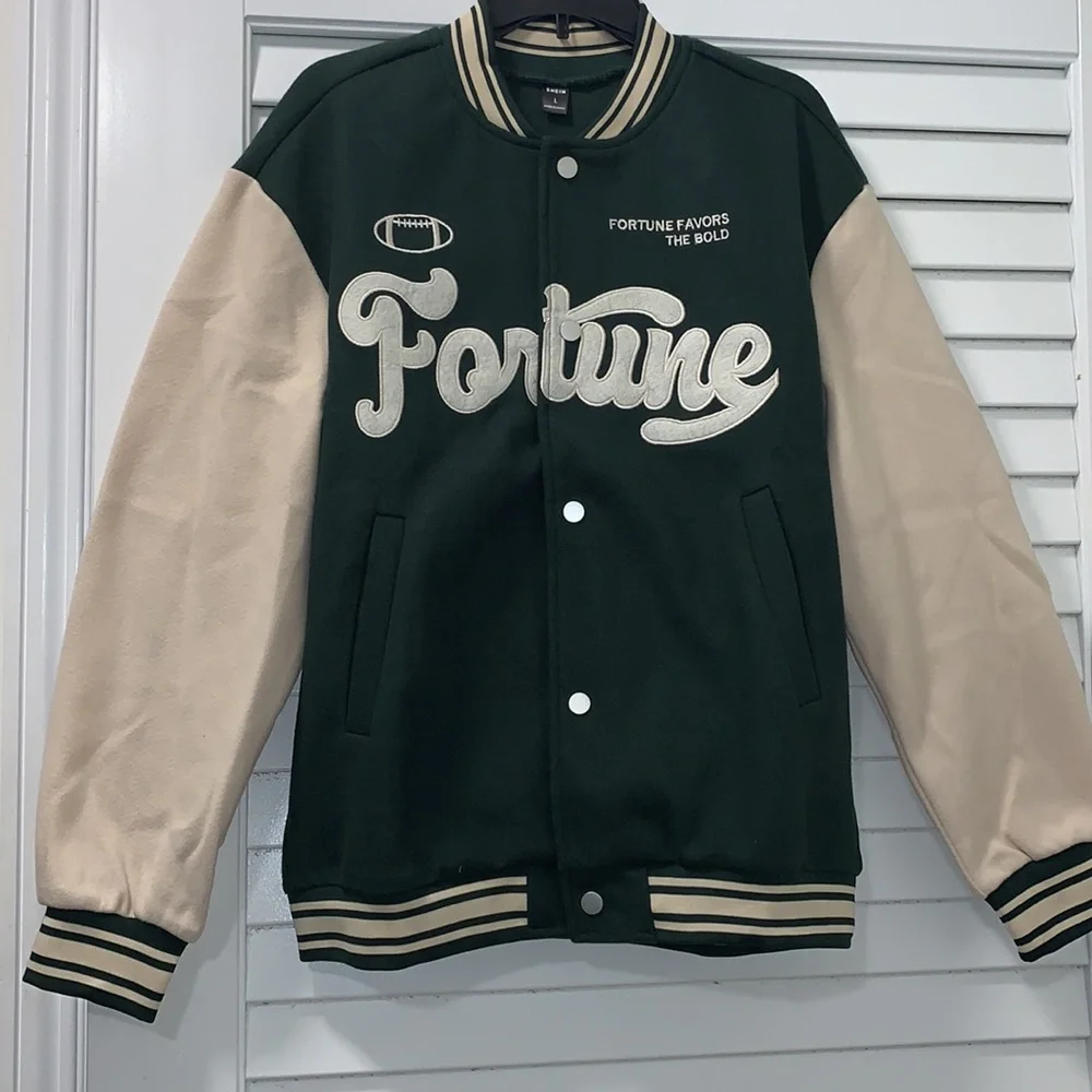 🏆Green &white Varsity Jacket - Picture 2 of 5